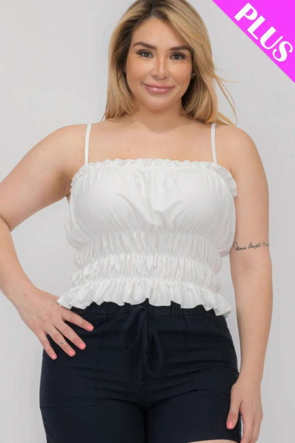 Plus Size Tiered Shirred Body Crop Top - The Diva Goddess