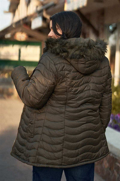 Plus Size Vegan Fur Double-sided Cotton Twill Parka & Puffer Jacket - The Diva Goddess