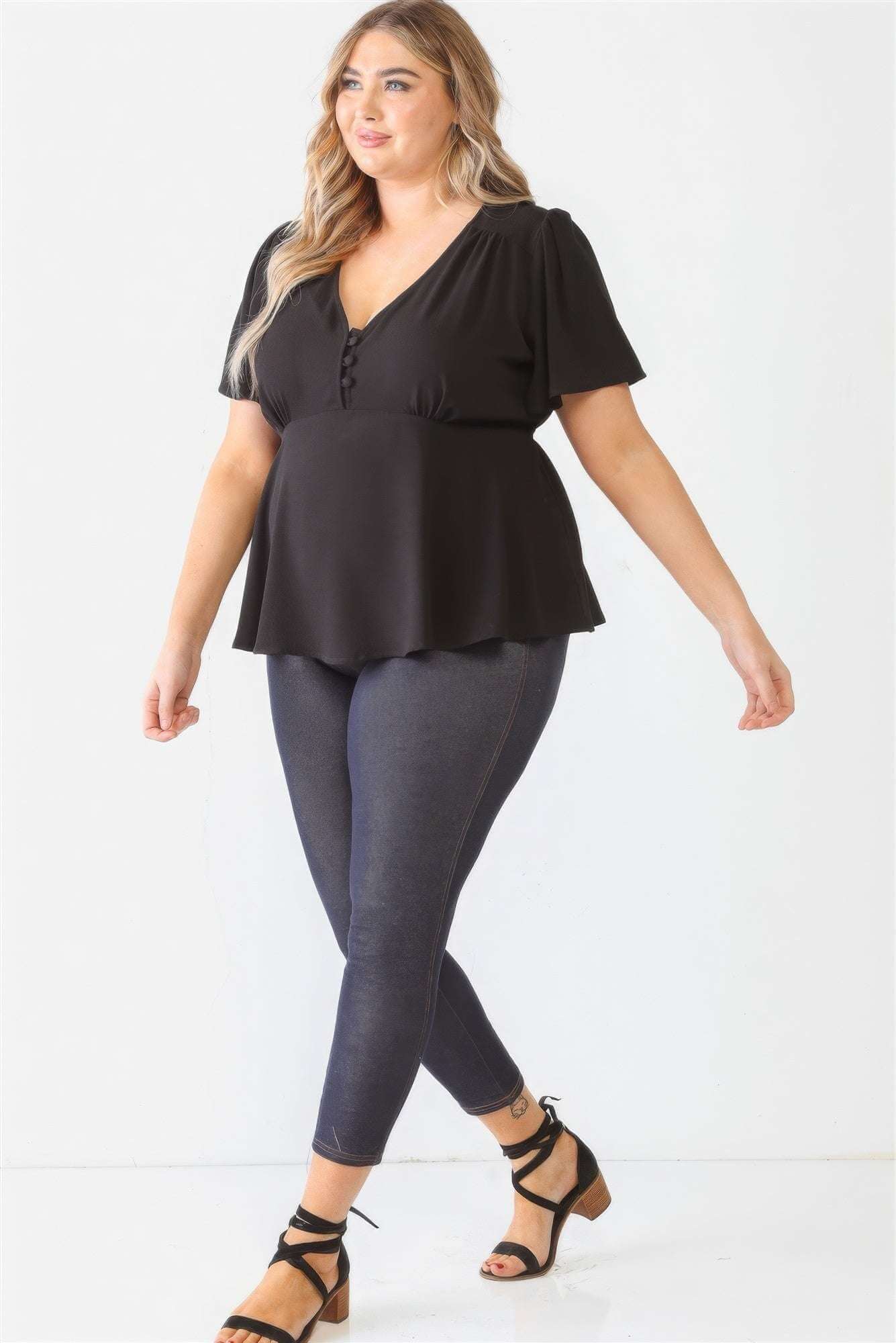 Plus Tie Detail Flare Top - The Diva Goddess