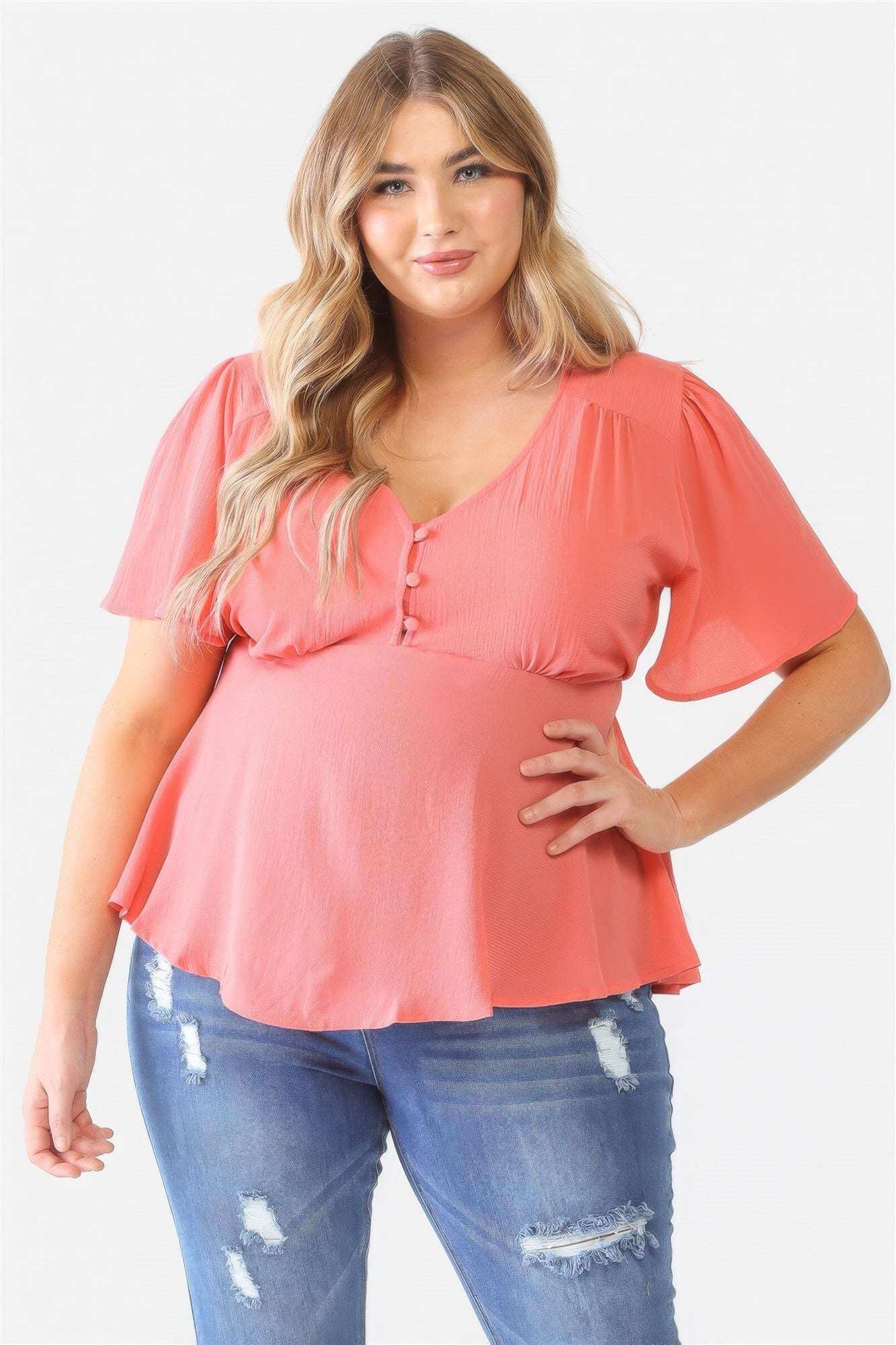 Plus Tie Detail Flare Top - The Diva Goddess