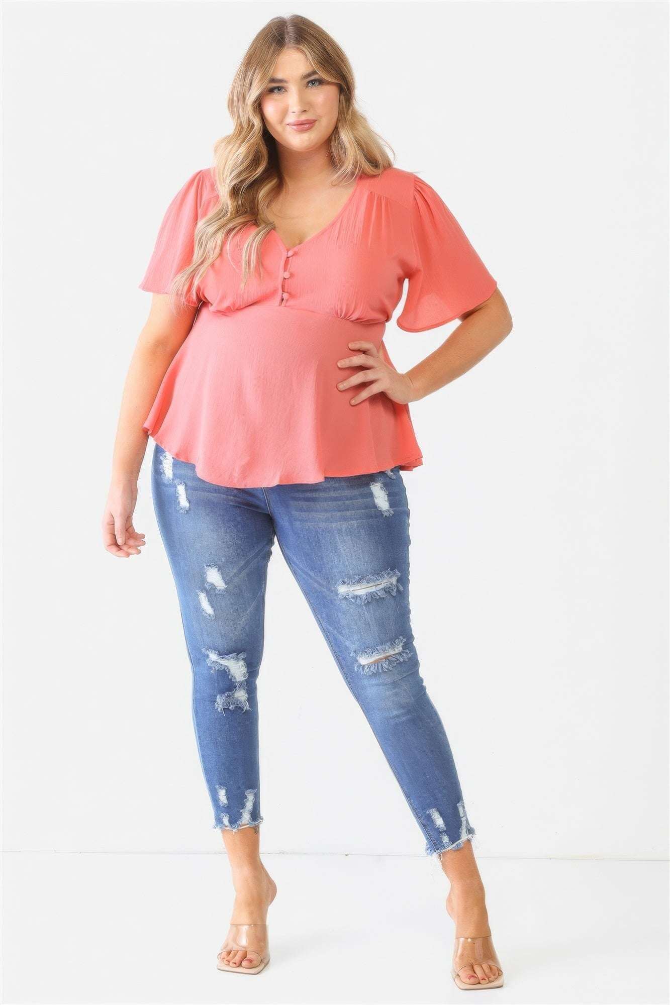 Plus Tie Detail Flare Top - The Diva Goddess