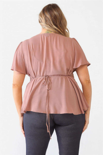 Plus Tie Detail Flare Top - The Diva Goddess