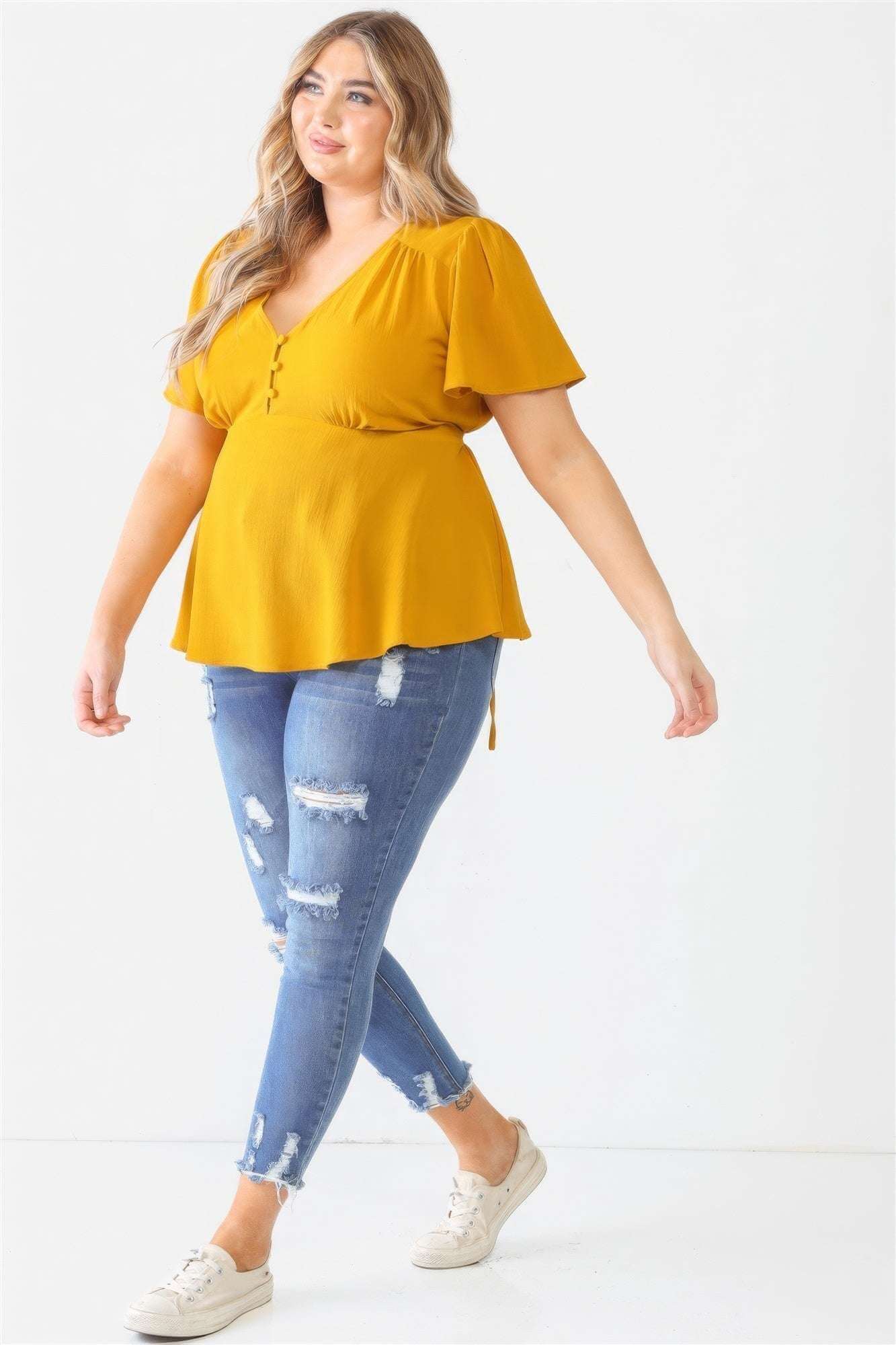 Plus Tie Detail Flare Top - The Diva Goddess