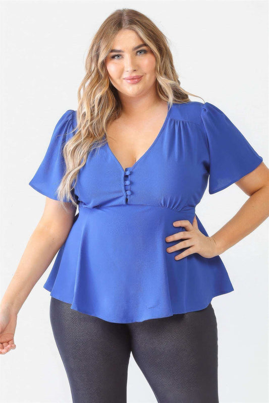 Plus Tie Detail Flare Top - The Diva Goddess