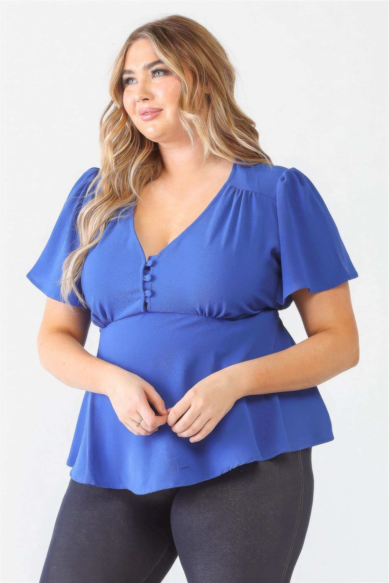 Plus Tie Detail Flare Top - The Diva Goddess