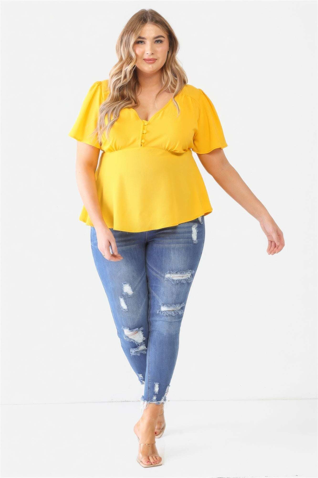 Plus Tie Detail Flare Top - The Diva Goddess