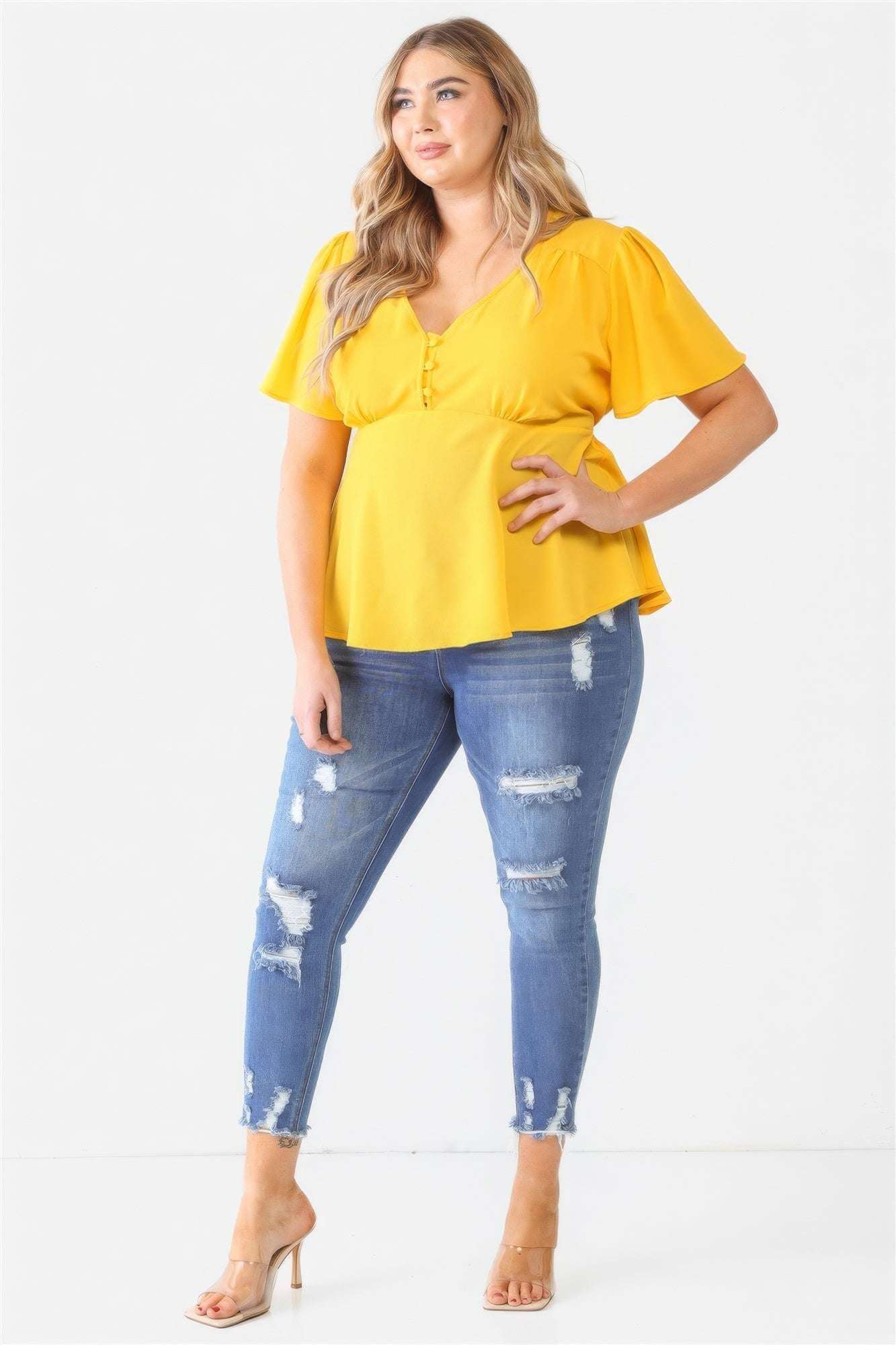 Plus Tie Detail Flare Top - The Diva Goddess