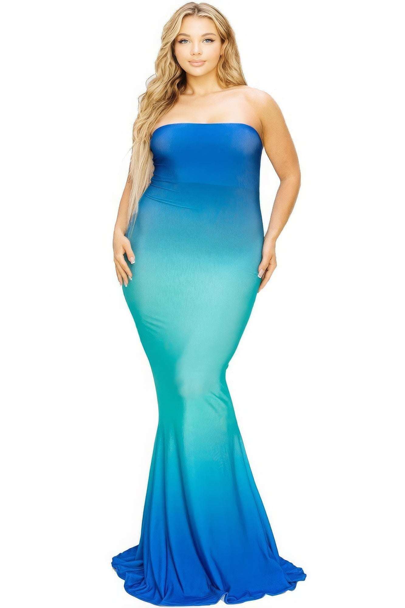 Plus hot summer gradient tube maxi dress - The Diva Goddess