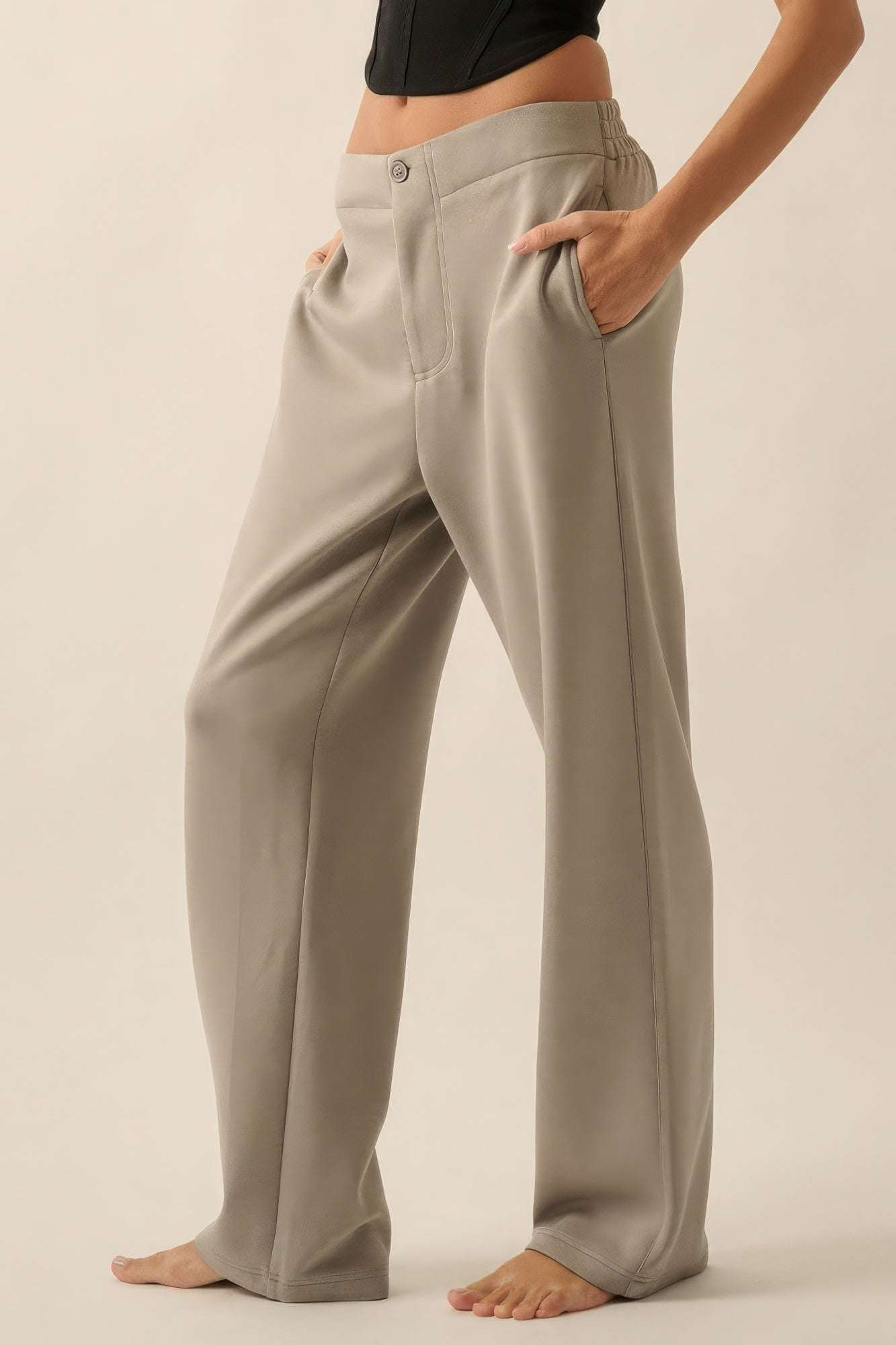 Premium Scuba High Waist Button Zip Up Fly Pants - The Diva Goddess