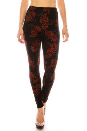 Printed High Waisted Leggings With Elastic Waistband - The Diva Goddess