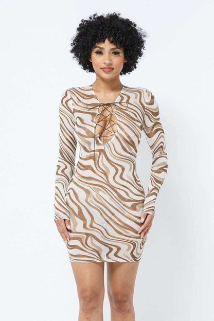 Printed Mesh Dress - The Diva Goddess