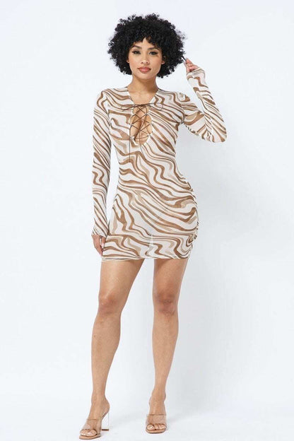 Printed Mesh Dress - The Diva Goddess