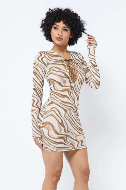 Printed Mesh Dress - The Diva Goddess