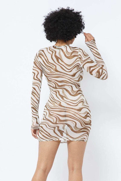 Printed Mesh Dress - The Diva Goddess