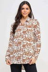 Printed Satin Long Sleeve Tunic Top - The Diva Goddess