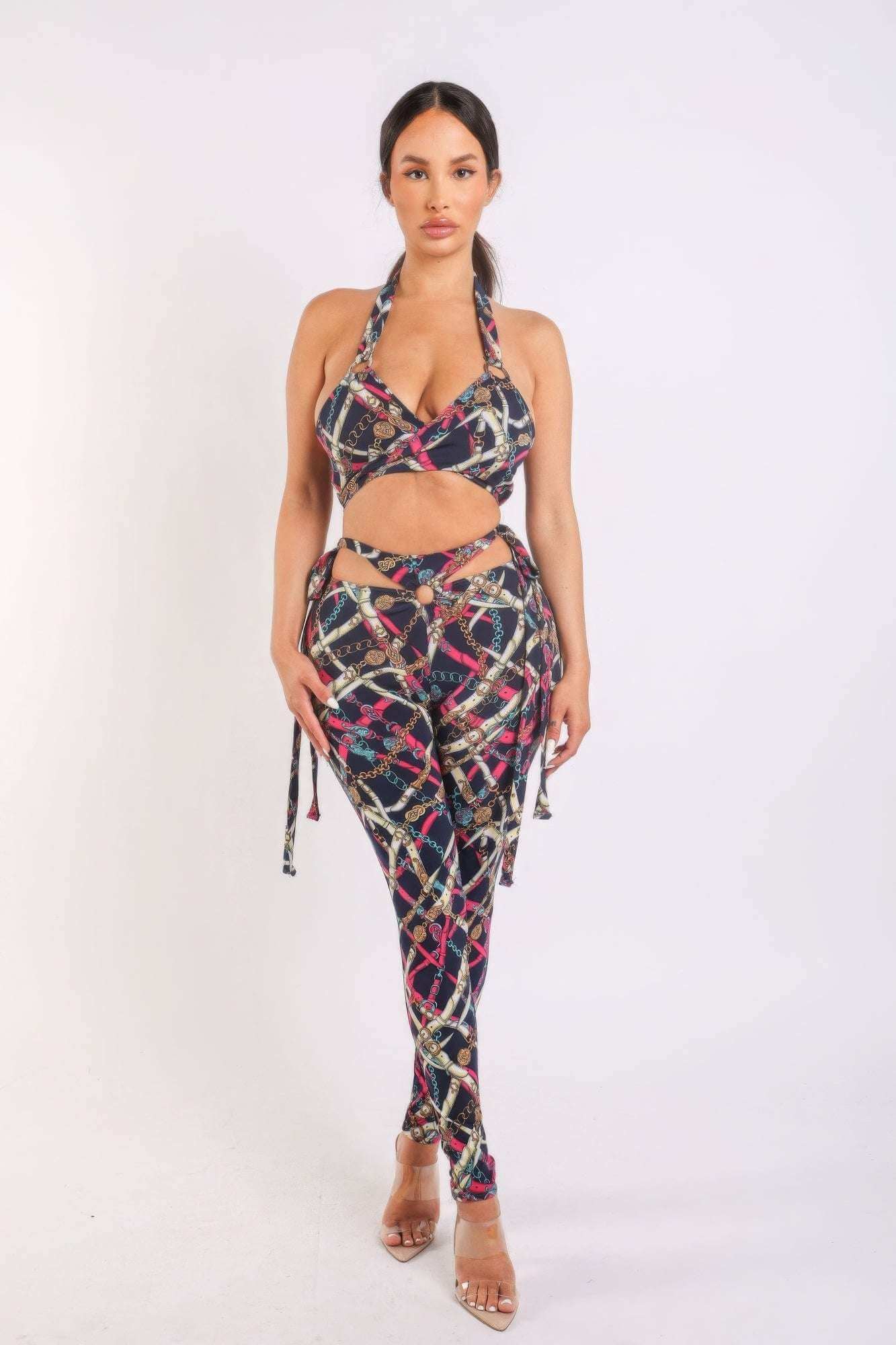 Printed Tie Detailed Jumpsuit - The Diva Goddess