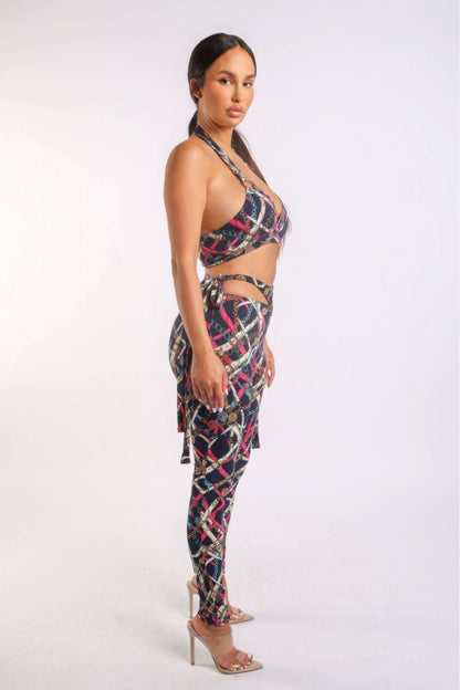 Printed Tie Detailed Jumpsuit - The Diva Goddess