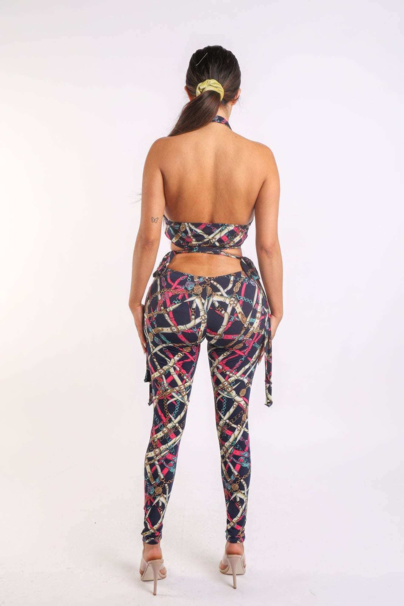 Printed Tie Detailed Jumpsuit - The Diva Goddess