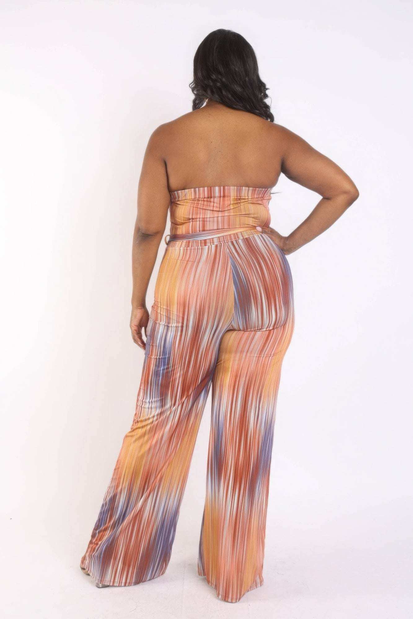 Printed Tube Jumpsuit With Self Belt - The Diva Goddess