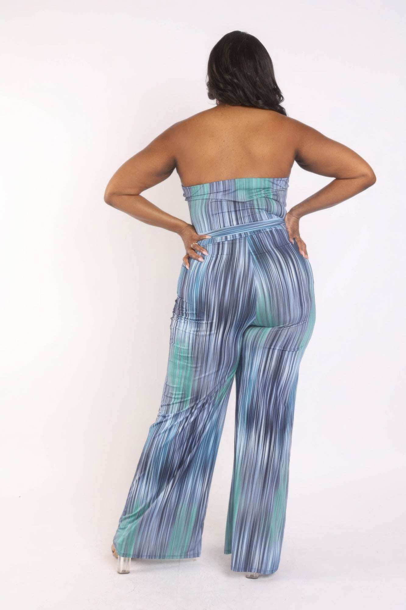 Printed Tube Jumpsuit With Self Belt - The Diva Goddess