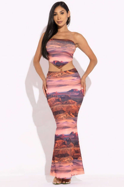 Printed Tube Top And Maxi Skirt - The Diva Goddess