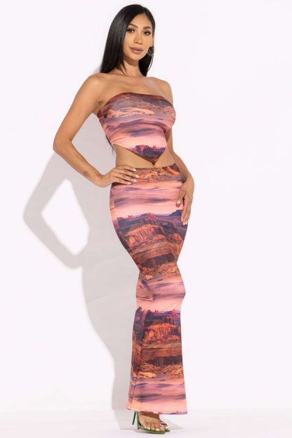 Printed Tube Top And Maxi Skirt - The Diva Goddess