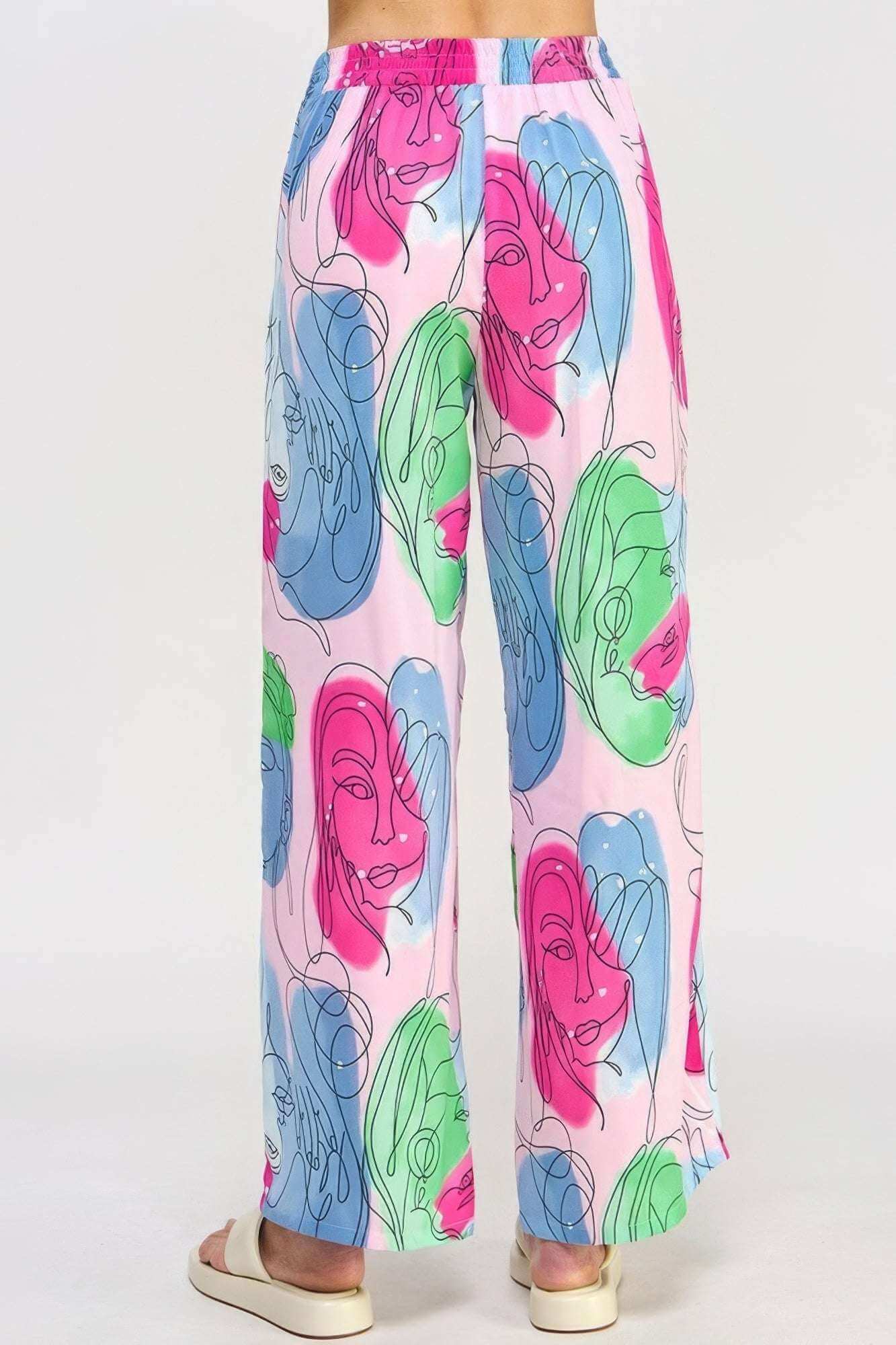 Printed Wide Leg Pant With Elastic Back - The Diva Goddess