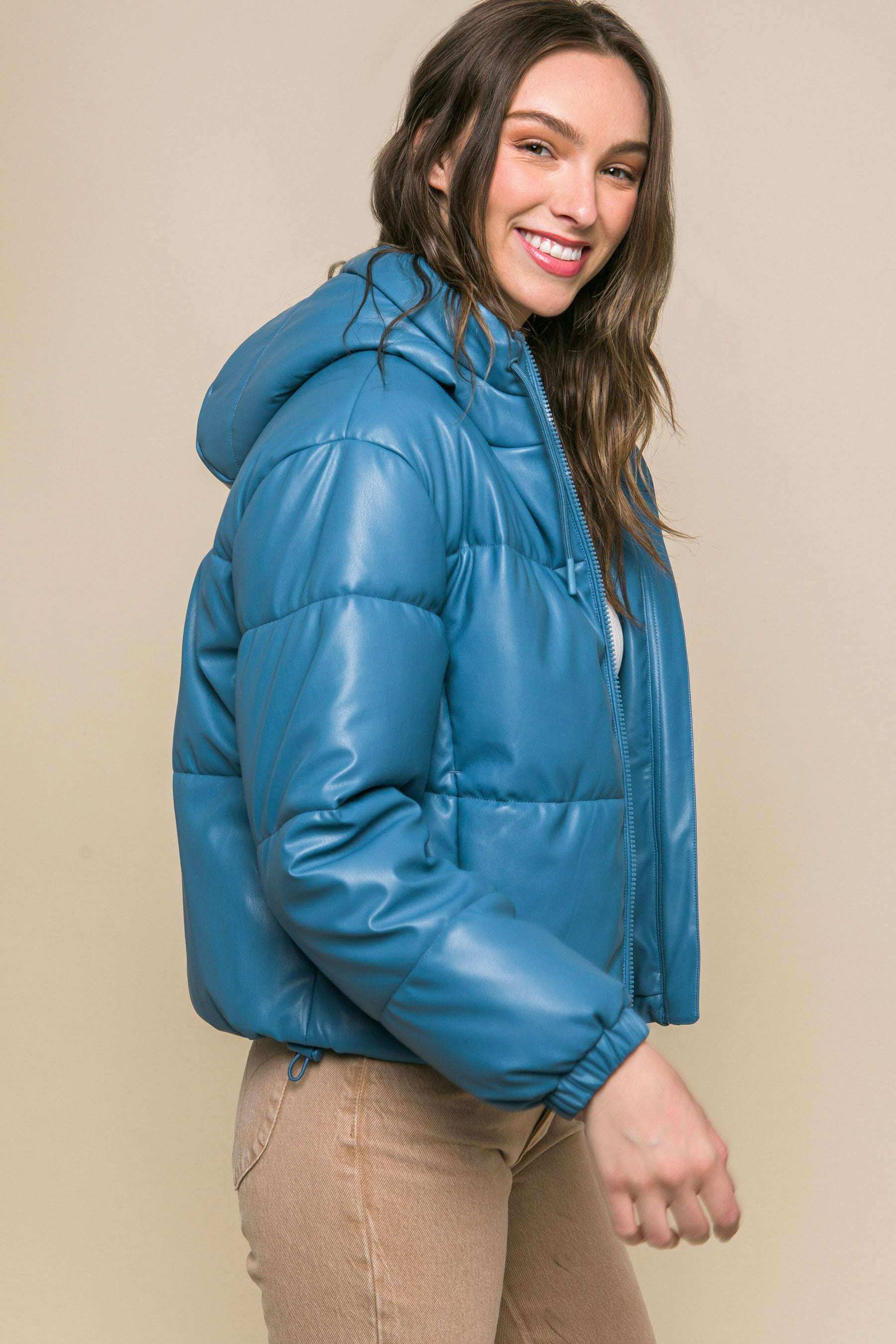 Vegan leather puffer jacket - The Diva Goddess