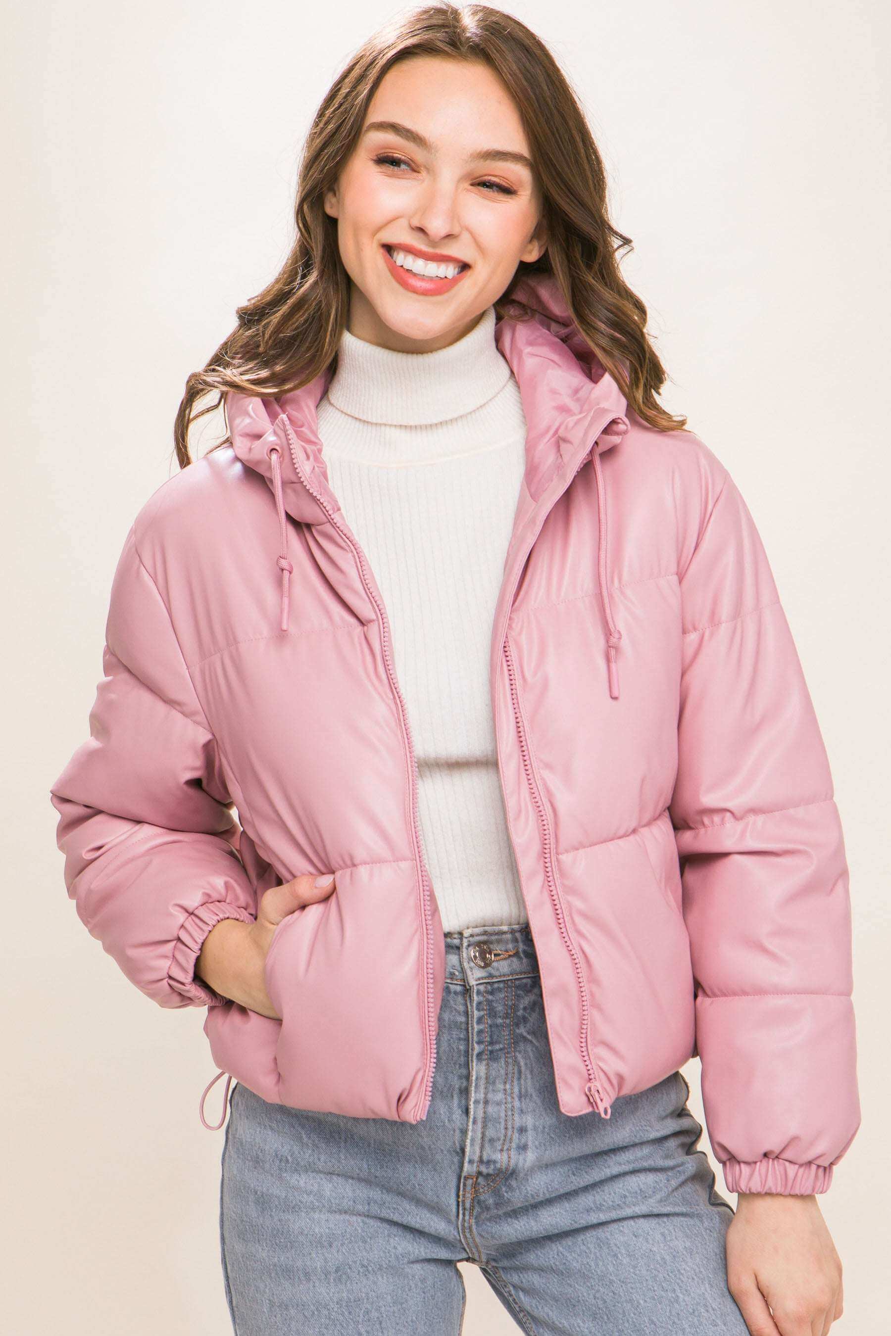 Faux leather puffer jacket - The Diva Goddess