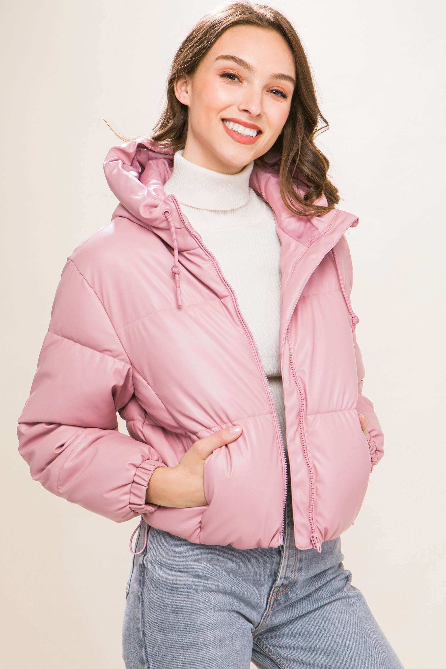 Faux leather puffer jacket - The Diva Goddess