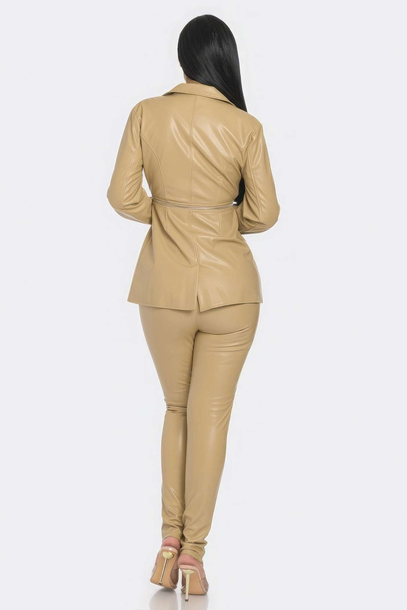 Pu Leather Zipper Pant Set - The Diva Goddess