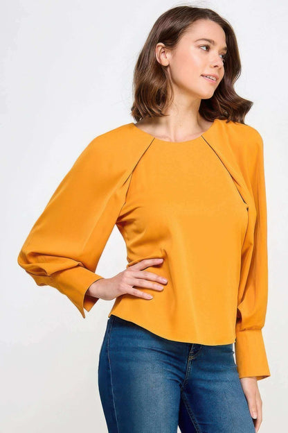 Raglan Long Sleeve Top With Back Neck Tie - The Diva Goddess