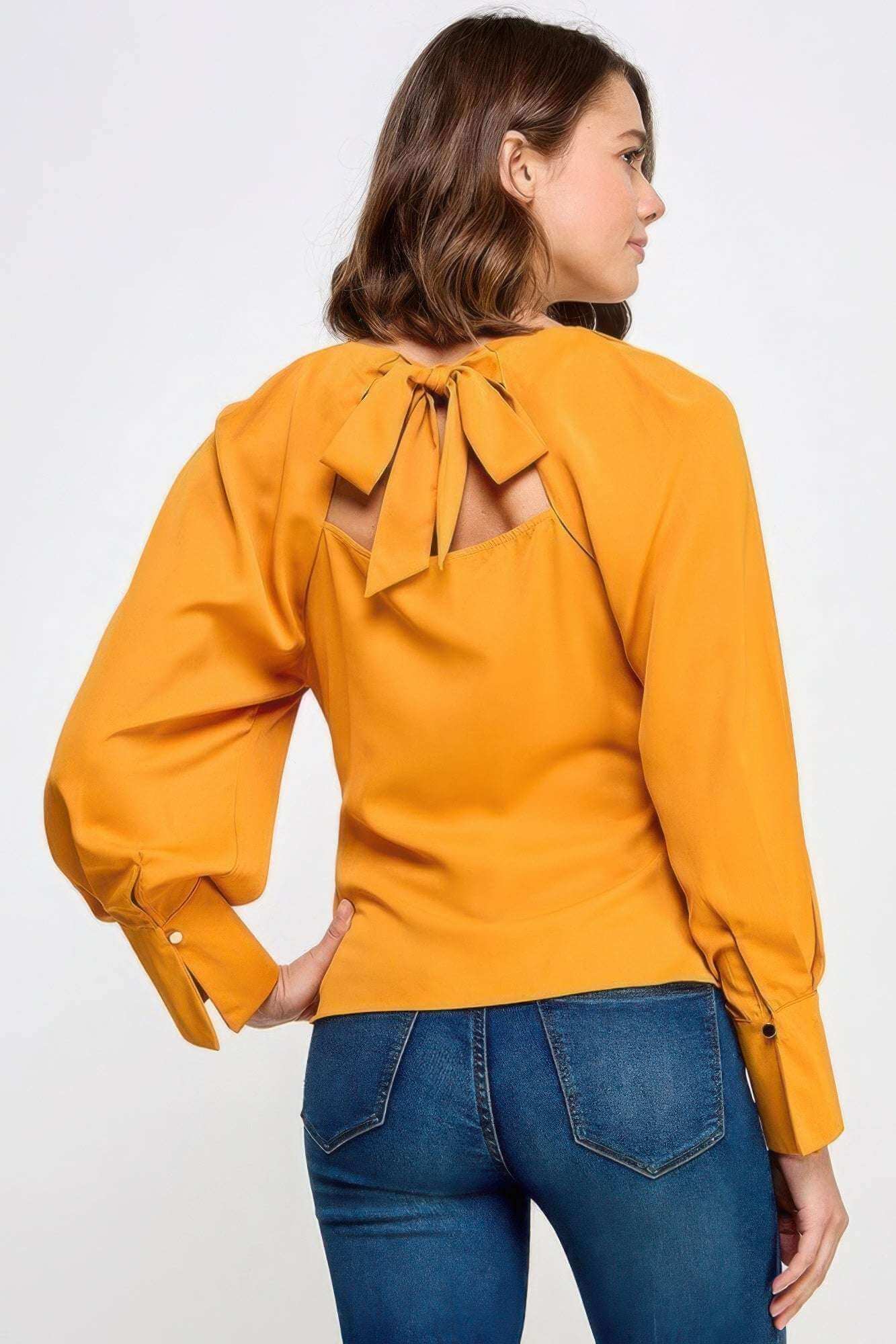 Raglan Long Sleeve Top With Back Neck Tie - The Diva Goddess