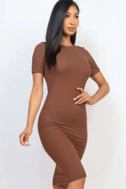 Ribbed Bodycon Midi Dress - The Diva Goddess