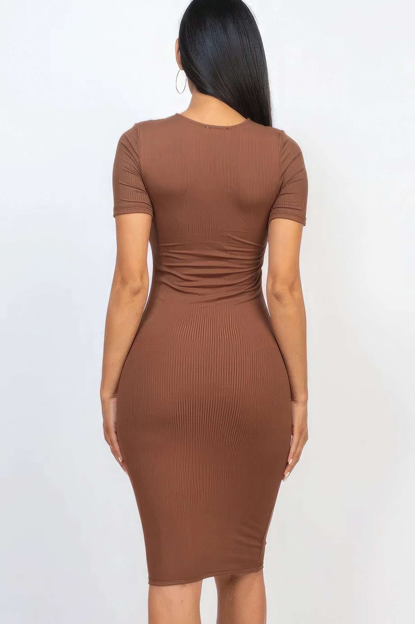 Ribbed Bodycon Midi Dress - The Diva Goddess