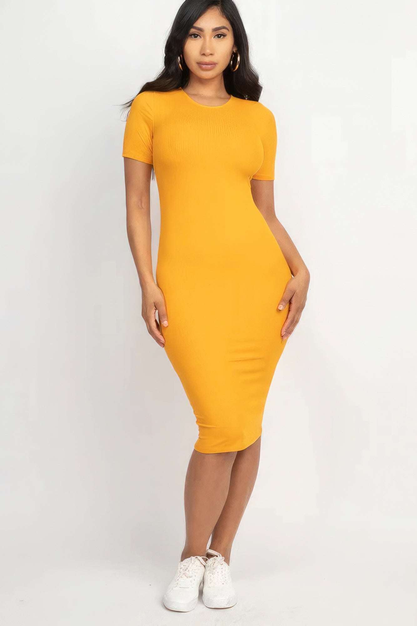 Ribbed Bodycon Midi Dress - The Diva Goddess