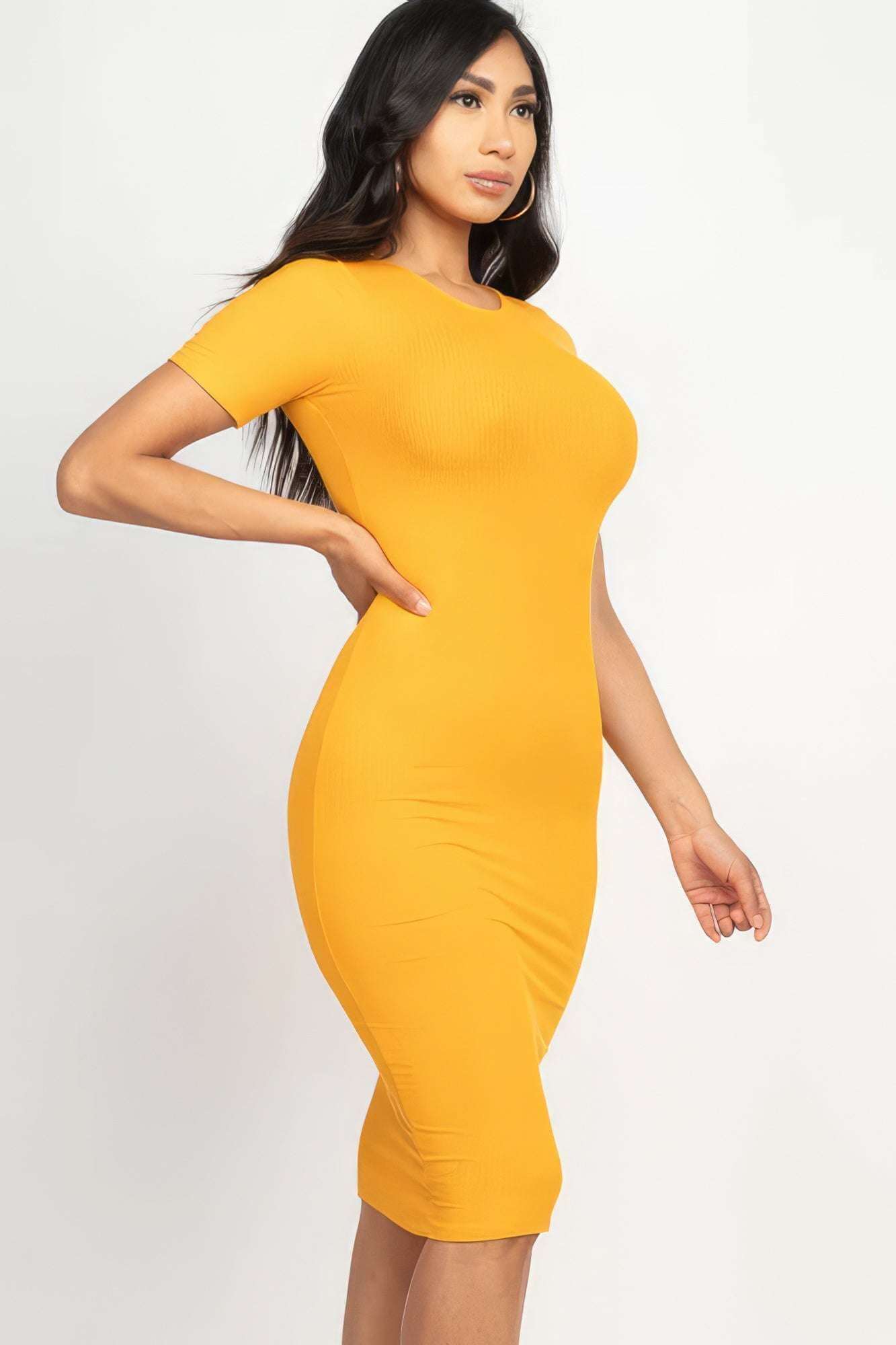 Ribbed Bodycon Midi Dress - The Diva Goddess