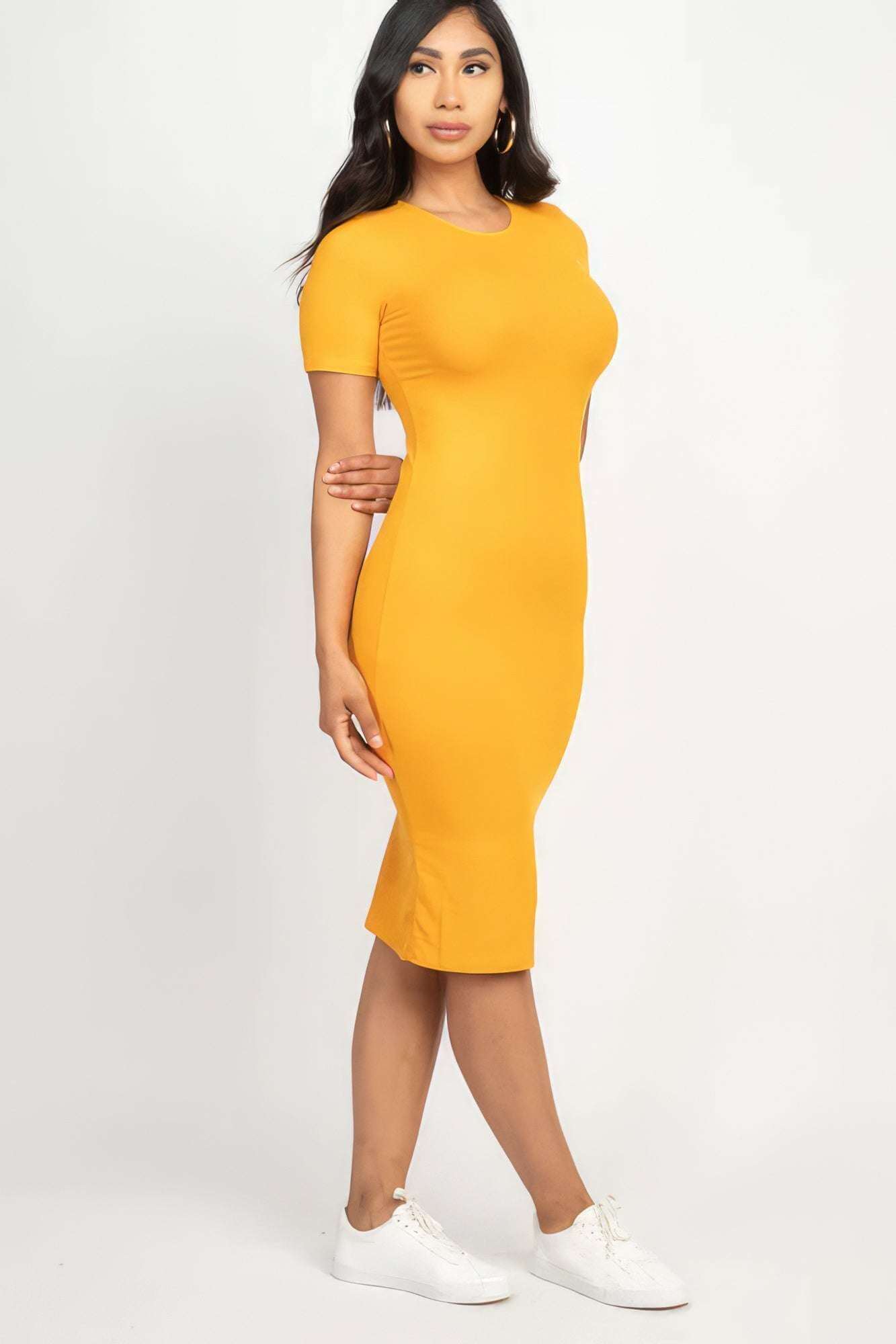 Ribbed Bodycon Midi Dress - The Diva Goddess