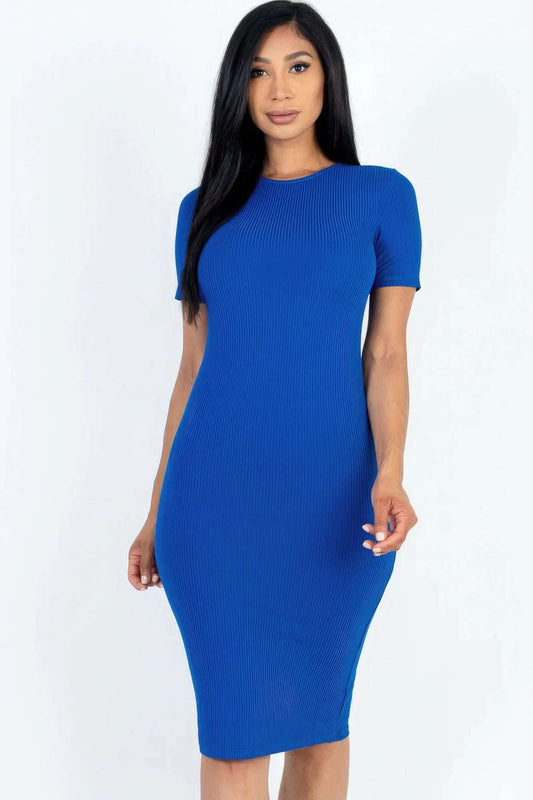 Ribbed Bodycon Midi Dress - The Diva Goddess