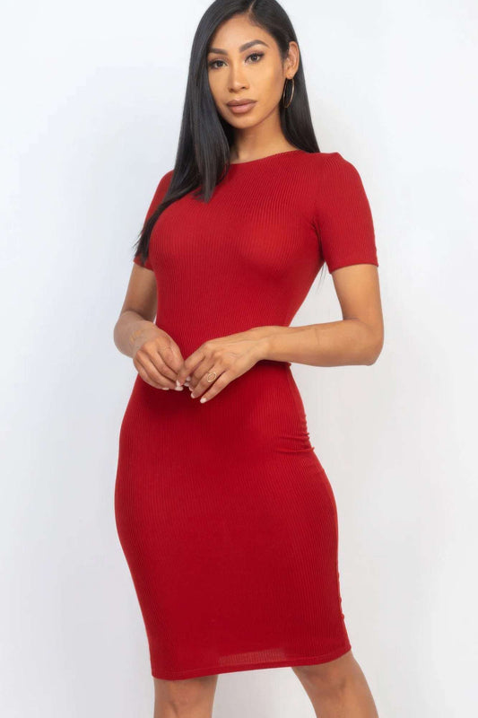 Ribbed Bodycon Midi Dress - The Diva Goddess