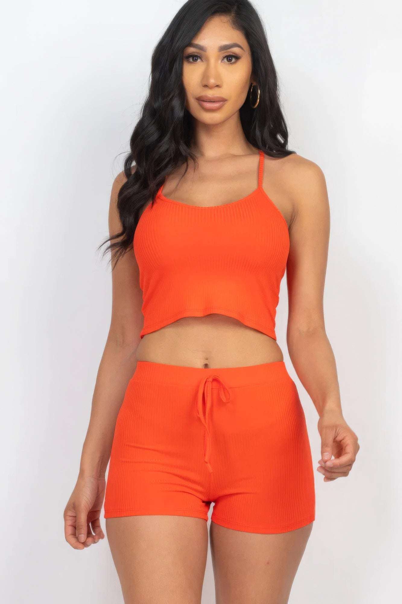 Ribbed Crop Cami Top & Shorts Set - The Diva Goddess