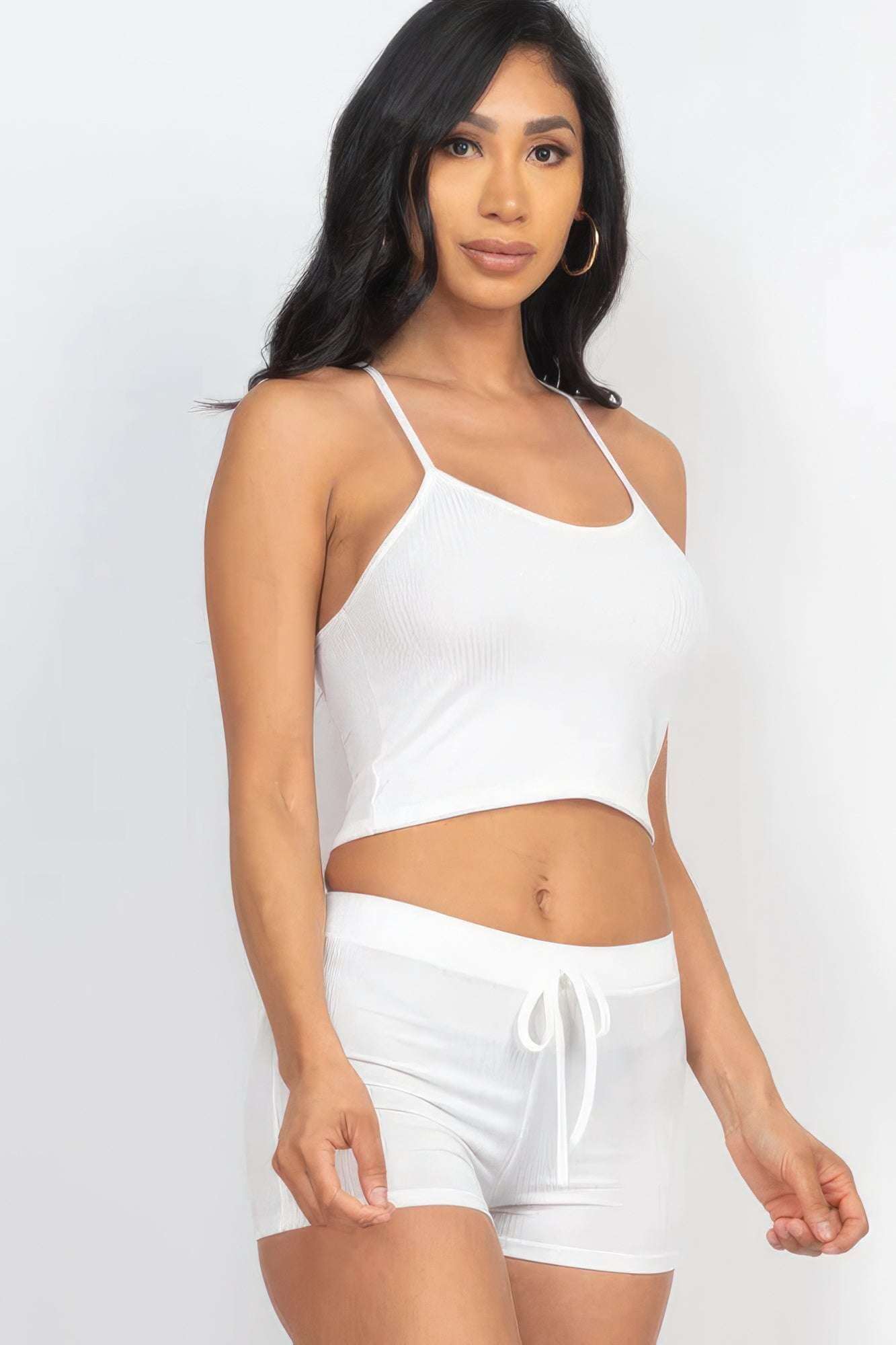 Ribbed Crop Cami Top & Shorts Set - The Diva Goddess