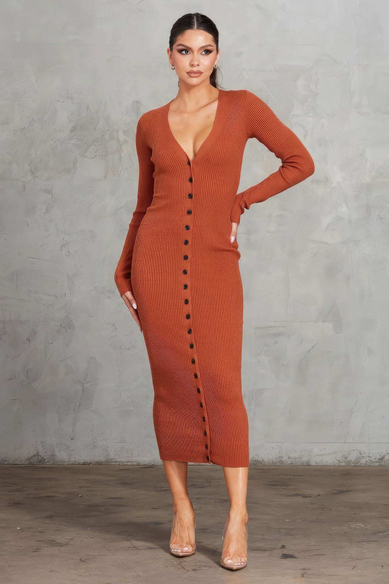 Ribbed Midi Dress - The Diva Goddess