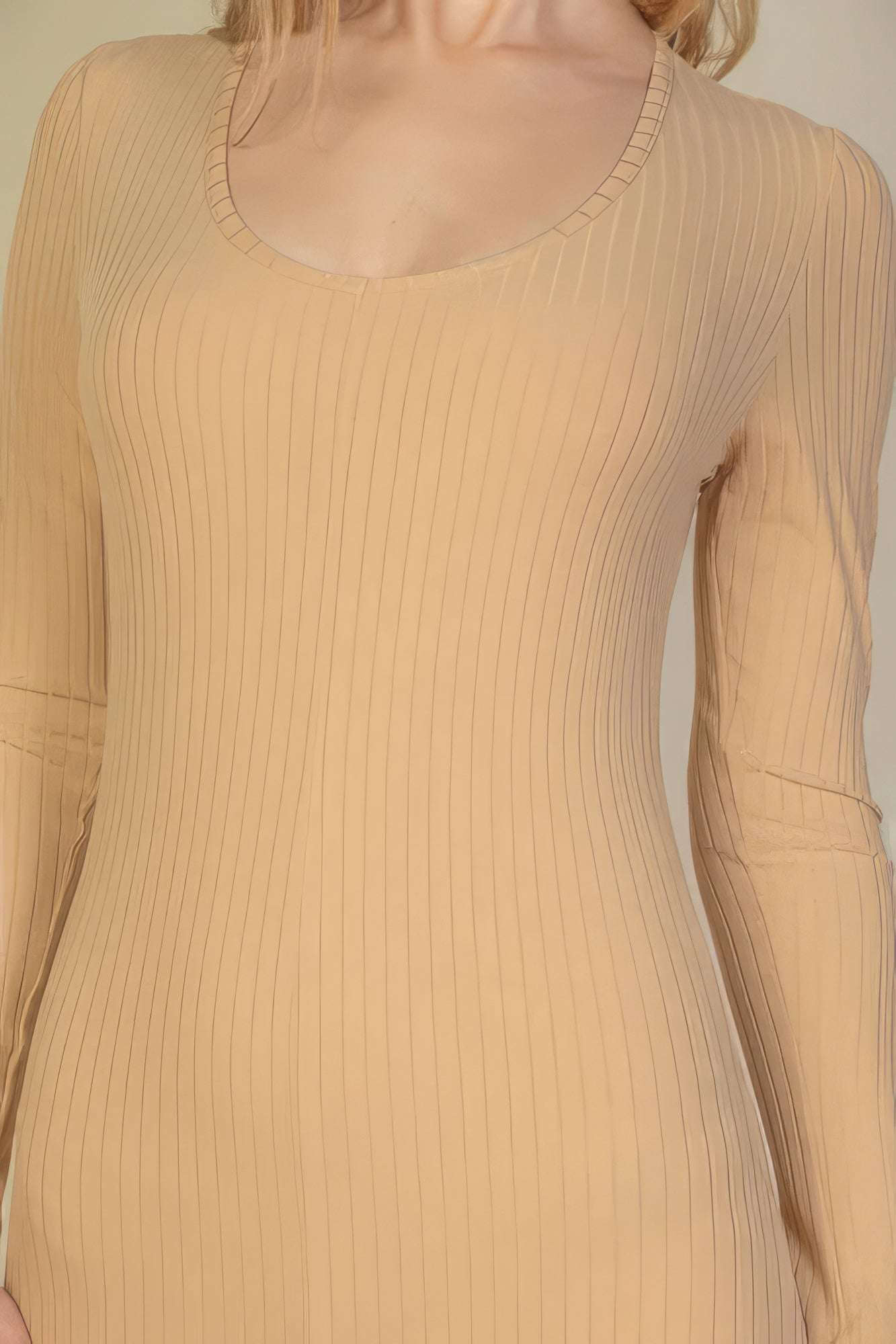 Ribbed Scoop Neck Long Sleeve Jumpsuit - The Diva Goddess