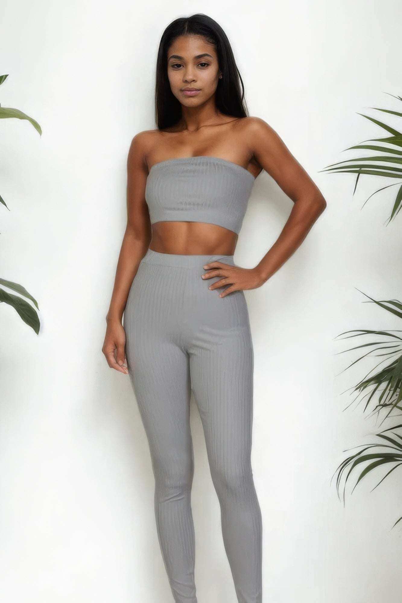 Ribbed Tube Top & Leggings Set - The Diva Goddess