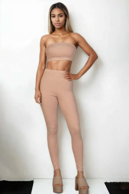 Ribbed Tube Top & Leggings Set - The Diva Goddess