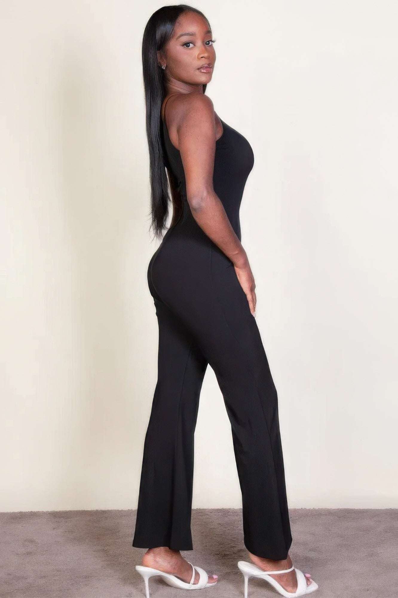 Ribbed sleeveless wide leg jumpsuit - The Diva Goddess