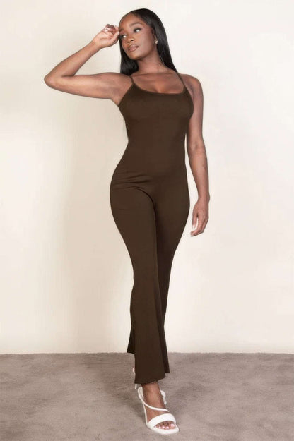 Ribbed sleeveless wide leg jumpsuit - The Diva Goddess