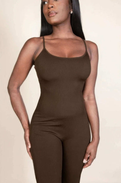 Ribbed sleeveless wide leg jumpsuit - The Diva Goddess