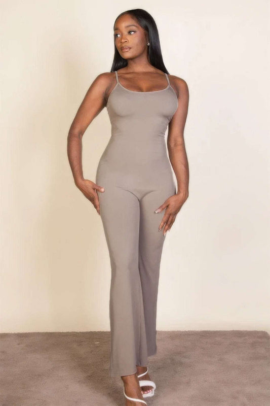 Ribbed sleeveless wide leg jumpsuit - The Diva Goddess